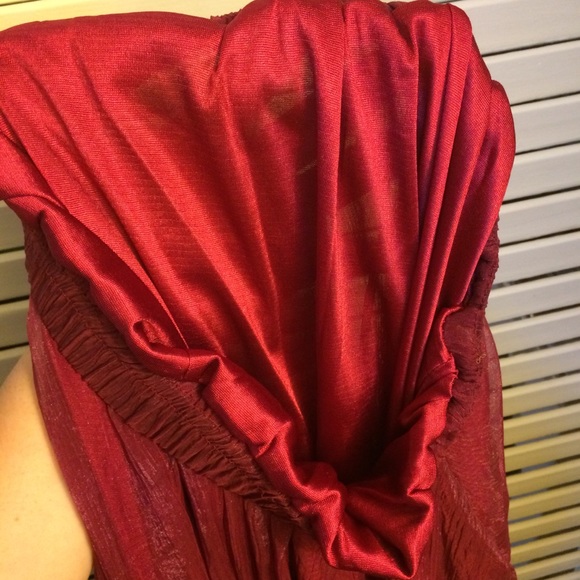 Unbranded- Chiffon-Type & Nylon Long Red Skirt - Picture 4 of 8